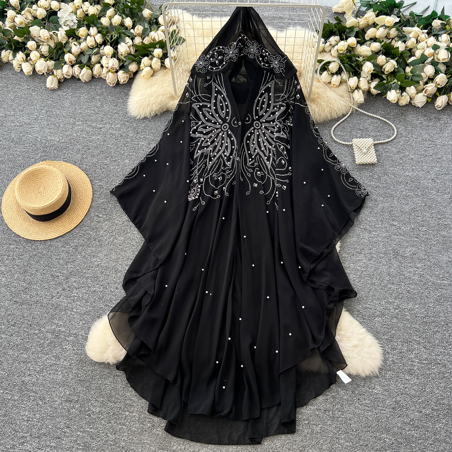 beaded collar shift dress Luxury Halter Neck Tulle Overlay Beaded Prom Dress – Temperanent main image 0