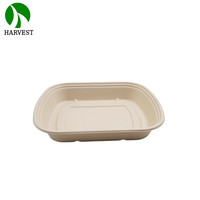 Boîte à lunch jetable en canne à sucre compostable pour restaurant avec couvercle, certifiée BPI, conteneur pour repas à emporter