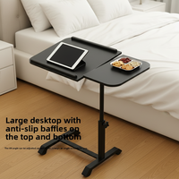 Table de chevet réglable en hauteur avec plateau rotatif, bureau mobile pour ordinateur portable, table d'appoint roulante pour canapé, roues verrouillables pour le bureau