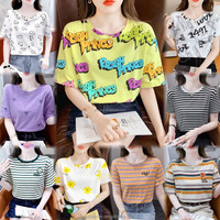 Kaos Wanita Lengan Pendek Ukuran Besar Grosir Murah, Longgar, Bahan Katun Bernapas, Atasan Harian Musim Panas, Pemasok Grosir