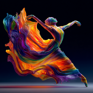 Peinture au diamant DIY écologique, art fluide, <span class=keywords><strong>danseuse</strong></span> arc-en-ciel, texture de jupe dynamique, art mural moderne pour l'intérieur - Product Image 1