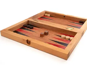 Conjunto de tabuleiro de madeira, jogo de tabuleiro personalizado de fábrica, madeira, luxo, viagem, rolo para trás, conjunto com dados, peças