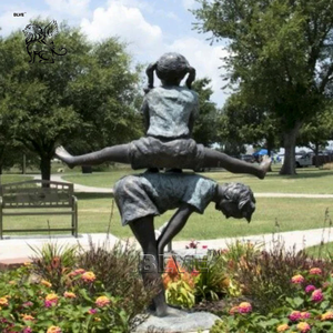 BLVE personalizado al aire libre jardín decoración Metal tamaño real niños jugando escultura <span class=keywords><strong>Moy</strong></span> y Niña estatua de bronce - Product Image 6