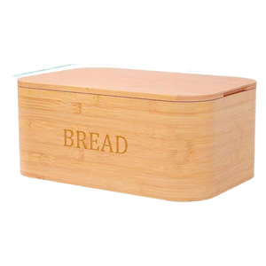 Boîte à pain en bambou avec couvercle, couleur bois naturel, rangement pour comptoir de cuisine pour pain et en-cas - Product Image 5