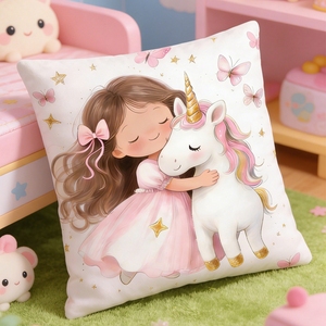 Federa per cuscino con <span class=keywords><strong>unicorno</strong></span> per ragazza in velluto color pesca (etichetta lavabile) - 45*45 cm, federa quadrata floreale per soggiorno con cerniera decorativa - Product Image 3