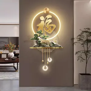 Decoração de parede 3D LED para casa, mais nova decoração de parede LED direta da fábrica de Yiwu com árvore artificial, arte em metal, decoração de parede com luz acrílica para decoração de casa