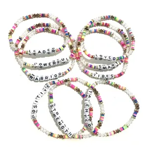 Customized Rainbow Saucer Capital Bracelet Cheap Personalized Kids Jewelry Spiritual Multiple Clay Beads Bracelet for Children