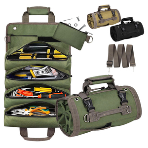 Boîte de rangement d'outils avec 4 pochettes zippées détachables, sac à outils robuste, organiseur d'outils enroulable pour hommes et femmes, portable - Product Image 1