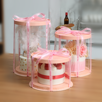 Boîtes à gâteaux rondes de luxe, boîte à gâteaux transparente haute et claire pour fleurs