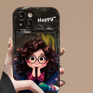 Moda carina capelli ricci ragazze design flip <span class=keywords><strong>specchio</strong></span> custodia per telefono cellulare per <span class=keywords><strong>iPhone</strong></span> 16 plus 15 14 13 12 <span class=keywords><strong>11</strong></span> pro max <span class=keywords><strong>cover</strong></span> posteriore - Product Image 5