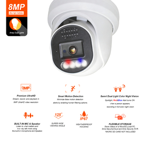 Caméra IP de sécurité PoE 4K 8MP avec lumière stroboscopique rouge et bleue et alarme sonore, communication bidirectionnelle, détection humaine IA, jusqu'à 512 Go SD, métal - Product Image 2