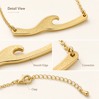 Collier ras du cou à pendentif barre ondulée pour femme, chaîne à maillons, bijoux géométriques dorés, argentés ou rose gold, cadeau