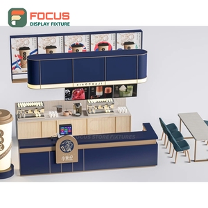 Exhibidor de Productos de Café Comercial con Acabado de Madera Mate para Área de Servicio de Barista y Tienda - Product Image 1