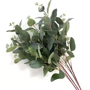 S0194 Hot Sale Artificial Eucalyptus Leaves Stems Green Seeded Eucalyptus Leaves For Home Party Wedding Decoration