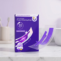 Bandes blanchissantes pour les dents sans peroxyde OEM, couleur violette, avec marque personnalisée, kit de blanchiment des dents 28 paires pour usage domestique