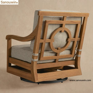 Sillón Giratorio de Madera Maciza Sostenible <span class=keywords><strong>para</strong></span> <span class=keywords><strong>Terraza</strong></span> Moderna con Esponja de Alta Densidad 45D, Mueble de Exterior Cómodo y Portátil - Product Image 5