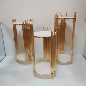 New Gold Dessert Tisch 3 Stück runde Metall basis Hochzeit Geburtstag Baby Shower Party Dekoration Hintergrund - Product Image 3