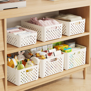 <b>Plastic</b> Storage <b>Basket</b> Rectangle With Handles Small Medium Large For Kitchen Cabinet Toy Dormitory Desktop Neatening - Product Image 1