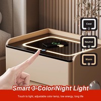 Mesita de Noche Inteligente con Carga Inalámbrica, Luz LED, Altavoz Bluetooth, Cerradura Digital y Puertos USB para Dormitorio
