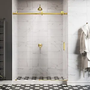 Puerta de ducha deslizante individual de acero inoxidable, mamada de vidrio templado #304