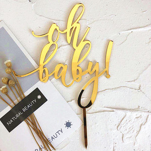 Décoration de gâteau en acrylique MOYI Ins « Oh Baby » écrit à la main pour baptême de bébé et révélation du sexe – Fournisseur d'usine - Product Image 4