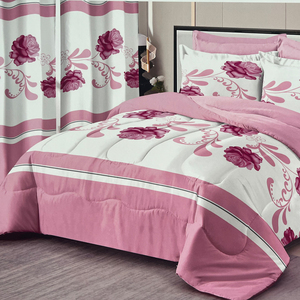 Rèm Màu Đỏ Bộ Đồ Giường Bộ <span class=keywords><strong>Comforter</strong></span> Bộ Đồ Giường Sang Trọng Với Rèm Cửa - Product Image 2