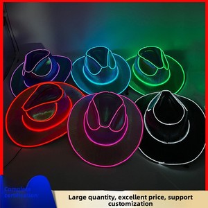 Chapeau de fête lumineux LED sans fil scintillant pour Halloween et l'hiver, en jean fluorescent arc-en-ciel, avec effet laser et changement de couleur - Product Image 3