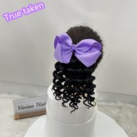 Extensions de Cheveux Synthétiques Frisés pour Enfants en Gros, 6, 8, 10 Pouces, Postiches de Queue de Cheval avec Élastique