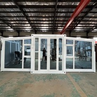 Maison mobile préfabriquée à double aile vitrée, conteneur préfabriqué, mini-maison extensible sur roues avec 3 chambres