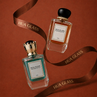 Botella de Perfume de Vidrio Premium de 100 ml, Botella de Perfume Rectangular de Lujo, Botella de Perfume de Vidrio Esmerilado con Tapa de Plástico y Caja