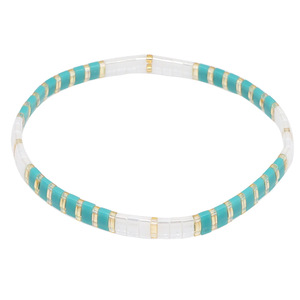 <strong>Bestfriends</strong> Gift Stacking Colorblock Blue Square Bohemian Tila Enamel Rainbow Bead <strong>Bracelet</strong> - Product Image 4