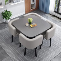 Quadratisches Esszimmer-Set Platzsparende Stoffbezogene Stühle für Küche Esszimmer Apartment Büro Kleiner Raum