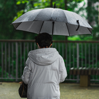 Parapluie droit Ovida 27 pouces, 8 baleines, blanc et orange, en plastique imperméable de haute qualité, avec poignée en J, impression personnalisée de logo publicitaire
