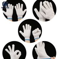 Guantes de Hilo Blanco con Dedos Texturizados, Puño de Punto, Resistentes al Desgaste, Duraderos, Protección Laboral, Guantes Industriales Transpirables y Antideslizantes