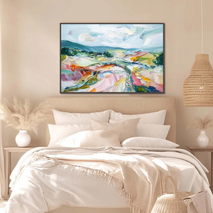 Valley In Bloom Textured Palette Knife Abstract Landscape <b>Painting</b> Neutral Contemporary Handpainted Wall Decorative Artwork - Product Image 4