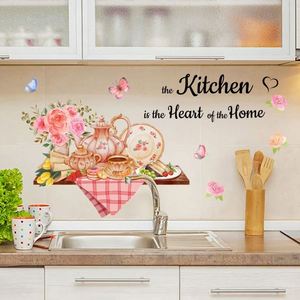 Nuevas Pegatinas de Pared Autoadhesivas con Diseño de Rosas y Mariposas, Color Rosa, para Decoración de Cocina y Mesa - Product Image 1