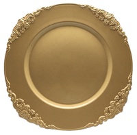 Assiette de présentation dorée en plastique modèle France, vente en gros à prix réduit pour table de mariage