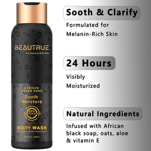 <span class=keywords><strong>Gel</strong></span> de Ducha de Marca Propia para Hombre, Jabón Negro Africano, Formulado para Piel Rica en Melanina, Hidratación Visible 24H - Product Image 3