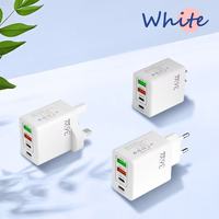 Cargador Rápido PD de 36W con 2 USB + 2 Tipo-C, Adaptador de Pared USB-C, Cargador de Teléfono Móvil USB C de 36W, Enchufe EU US UK