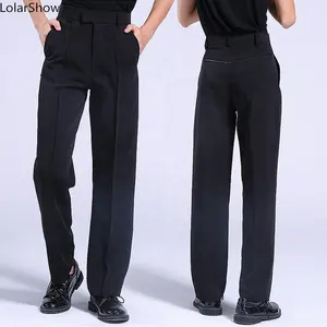 Jungen Latin Dance Pants Schwarze Männer Ballsaal Gürtel Tanzhose Moderne Salsa Tango Rumba Samba Cha Cha Tanzhose Männer