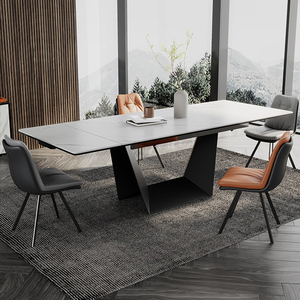 Ensemble table à manger extensible de luxe 6 places pierre sinered table à manger ensemble 6 chaises Chine meubles béton - Product Image 2