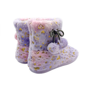 Stivaletti invernali con fodera in pile da donna in pelliccia termica termica con fiocchi di neve in lamina d'oro Pull su stivaletti antiscivolo leggeri - Product Image 4