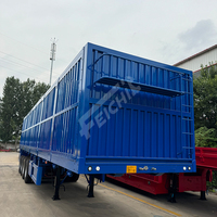 Nouveau conteneur de marchandises entièrement fermé à 4 essieux boîte sèche semi-remorque 60 tonnes conteneur de marchandises en acier van semi-remorque camion-remorque