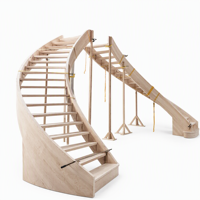 Escaliers en spirale courbés en bois sur mesure pour l'intérieur, avec balustrades en fer forgé, livraison directe d'usine