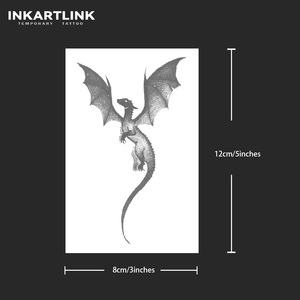Autocollant de tatouage personnalisé Dragon volant épique, style mythologique occidental sombre, semi-permanent aux herbes, tenue 15 jours, pour bras et <span class=keywords><strong>cheville</strong></span>, vente en gros - Product Image 3