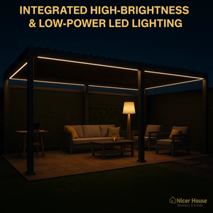 ศาลาพักผ่อนกลางแจ้งกันน้ำ, ศาลาอลูมิเนียมแบบมีมอเตอร์พร้อมรางระบายน้ำสำหรับศาลาในสวน - Product Image 4