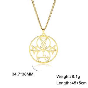 Collar con Colgante Myshape <span class=keywords><strong>Ars</strong></span> <span class=keywords><strong>Goetia</strong></span> Demon Seal Marbas para Mujer, Amuleto Curativo de Salomón, Joyería Gótica de Acero Inoxidable - Product Image 3