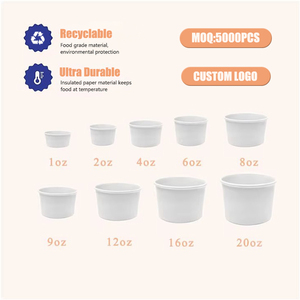 Gobelets jetables recyclables personnalisés <span class=keywords><strong>Gobelet</strong></span> en papier pour crème glacée avec cuillère en bois Couvercles écologiques - Product Image 2