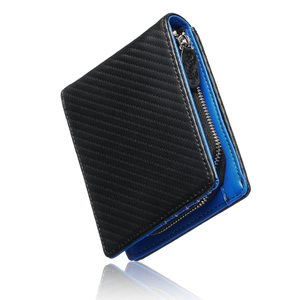 Genuine Leather Carbon Fiber Texture Short Zipper <b>Wallet</b> With Coin Compartment <b>Men's</b> Compact Bi-Fold <b>Wallet</b> Multiple Card Slots - Product Image 5