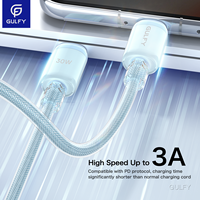 GULFY kabel Data USB-C ke Terang 30W-Mint biru ABS + nilon awet & modis panjang 1M untuk pengisian daya kecepatan tinggi